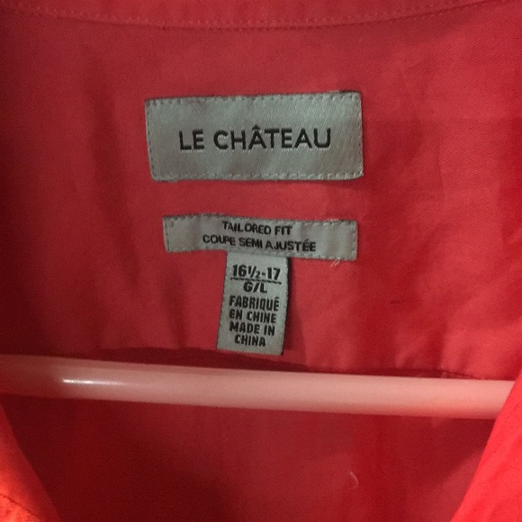 LE CHATEAU salmon Color mens dress shirt very good condition - Picture 2 of 3